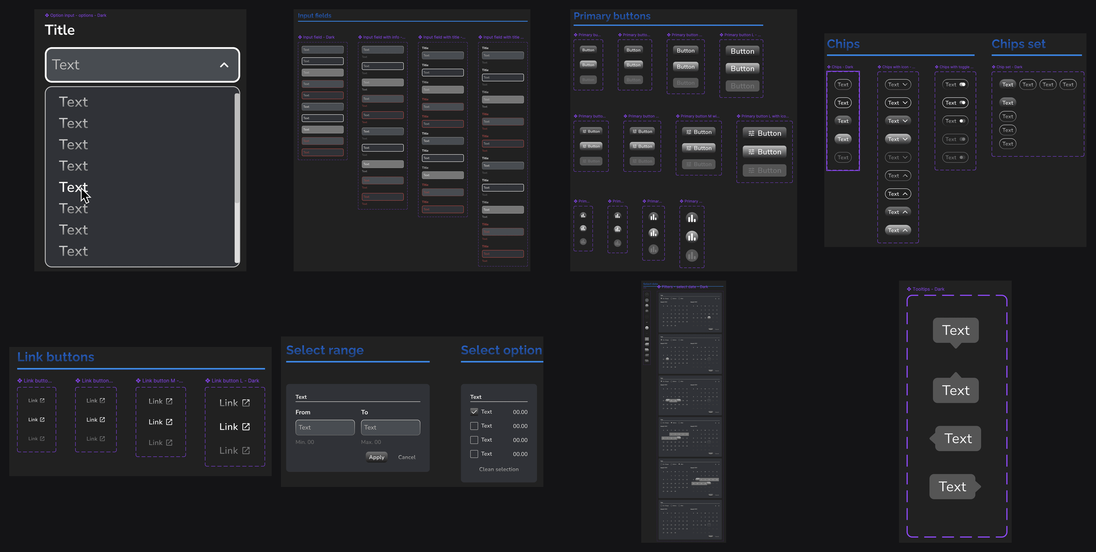 Design System 2.0 — dark mode variant of the component library