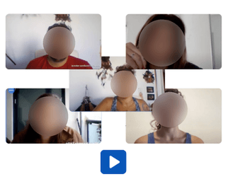 Recording of a moderated remote usability testing session, participant faces blurred