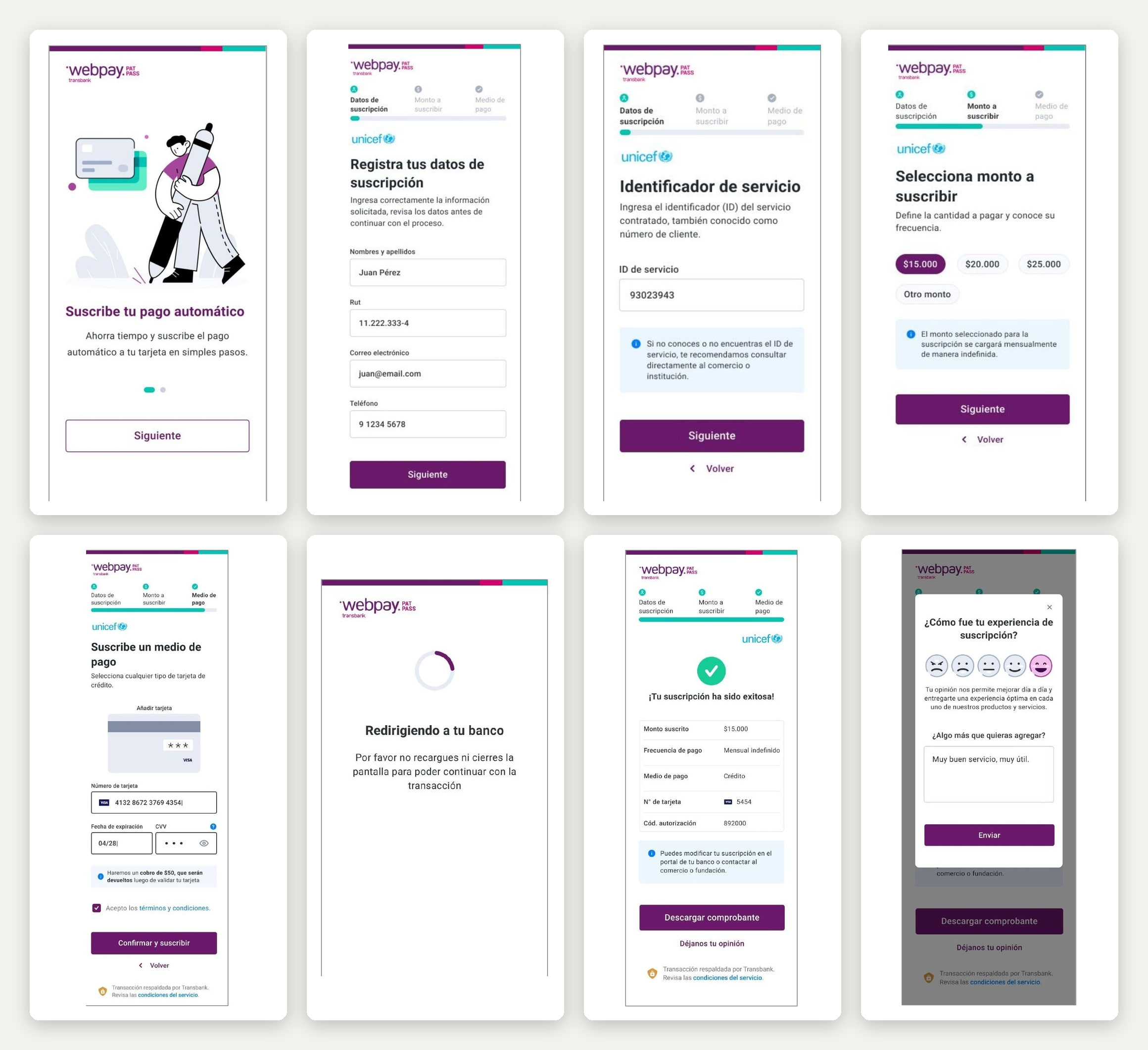 Complete Webpay PatPass subscription user flow